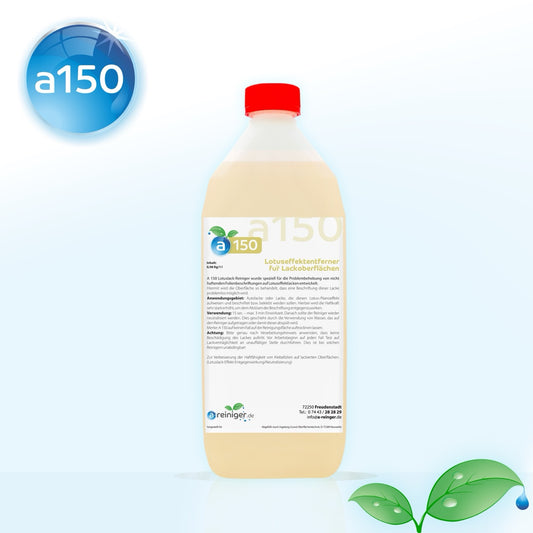 Auf dem Bild ist das Produkt - Lotuseffekt-Entferner a150 bereitet Lotuseffekt-Lacke optimal vor, sodass Folienbeschriftungen problemlos haften. Ideal für Werbetechnik & Fahrzeuge.